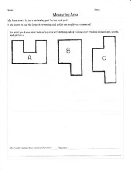 Preview of Measuring Area with Non-Standard Units (Word Problem) FREEBIE