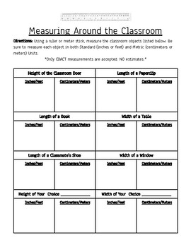 Preview of Measuring Around the Classroom