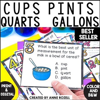 Measuring Capacity Task Cards Cups Pints Quarts Gallons