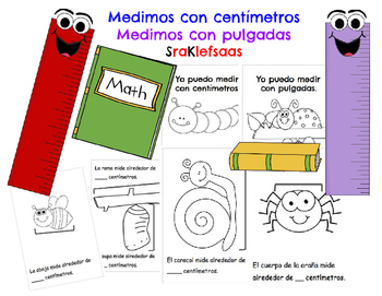 Preview of Measuring Centimeters and Inches Book Libro de medir con centímetros y pulgadas