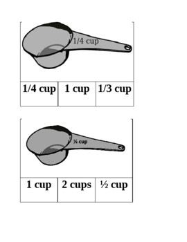 Preview of Measuring Cup Clip Cards