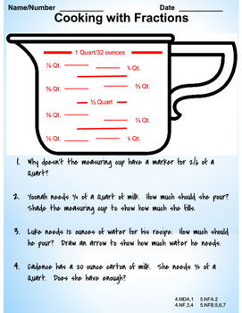 Measuring Cup Musings, Interactive Worksheet