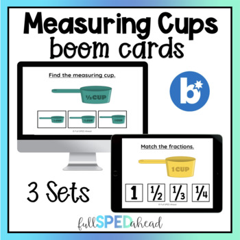 Preview of Measuring Cups Functional Math Cooking Skills Daily Living Boom™ Cards Activity