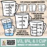 Measuring Cups Clip Art: 1/3 and 1/4 Increments + Combo • 