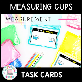 Preview of Measuring Cups | Task Cards | Special Education #splash24
