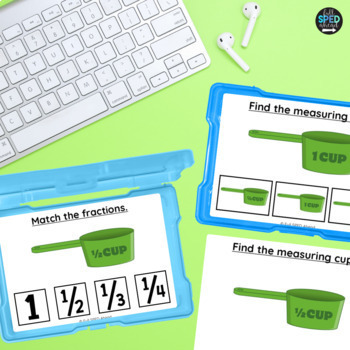 Fraction Measuring Cups Task Cards & Flashcard Work Task Box Activity