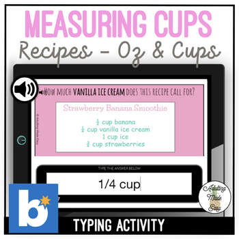 Preview of Measuring Cups Recipe Typing Boom Cards