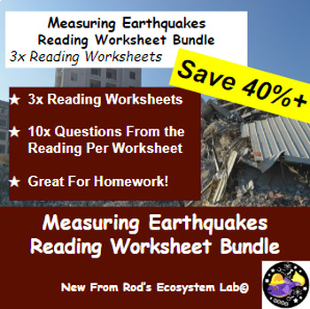 Preview of Measuring Earthquakes Lesson Reading Worksheet Bundle **Editable**