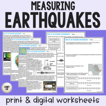 Preview of Measuring Earthquakes - Reading Comprehension Worksheets