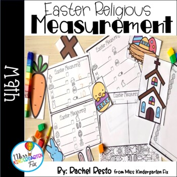 Preview of Measuring Easter Religious Math Center | Pre-k and Kindergarten