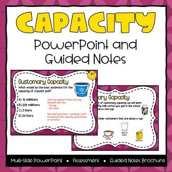 Preview of Measuring & Estimating Capacity Powerpoint & Guided Notes - Third Grade