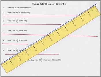 Measuring Fractions -- Fourths, Eighths, & Sixteenths -- on an Inch Ruler