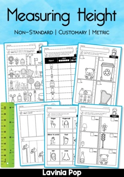 Preview of Measuring Height Worksheets: Non-Standard | Customary | Metric
