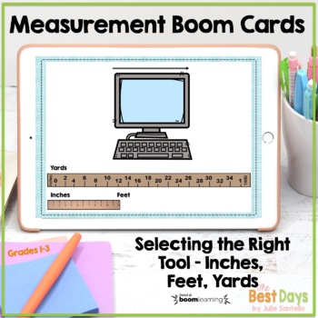 Preview of Measuring Inches, Feet, Yards Boom Cards  Distance Learning