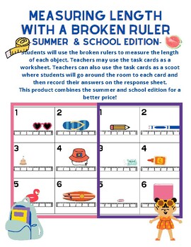 Preview of Measuring Inches with a Broken Ruler Packet - Summer & School Edition