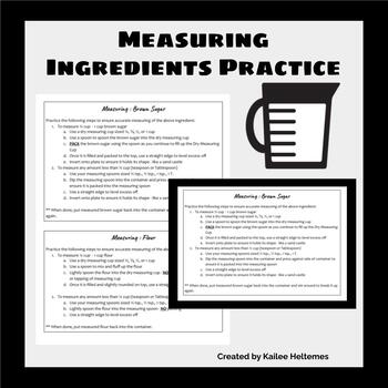 Preview of Measuring Ingredients Practice | Family Consumer Science
