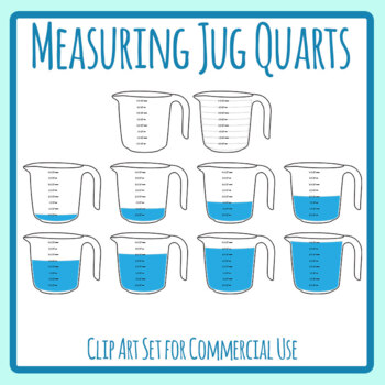 Measuring Jugs (Quarts) Color Measure Volume Liquid / Water Math Clip Art