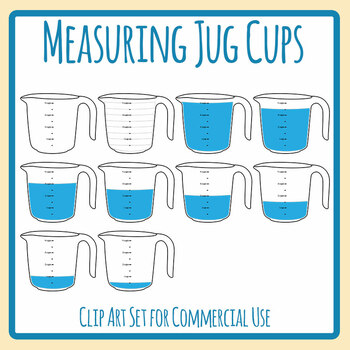 Measuring Jugs by Cups - Liquid / Water Volume Measure Math Clip Art ...