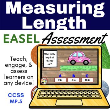 Preview of Measuring Length Easel Assessment - Digital Measurement Activity 