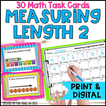 Preview of Measuring Length Task Cards 2 for Nonstandard Measurement 