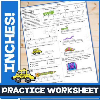 Preview of Measuring Length To The Nearest Eighth (1/8) Inch: Practice Worksheet