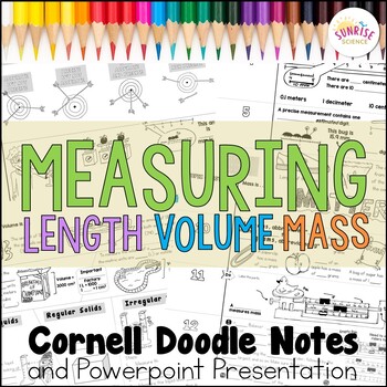 Preview of Measuring Length Volume Mass Doodle Notes | Middle School Science