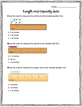Preview of Measuring Length and Capacity Quiz