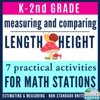 Preview of Measuring Length and Comparing Height Worksheets Hands On Math Center Activities