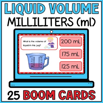Preview of Measuring Liquid Volume Boom Cards - Measurements with Milliliters - 3rd grade