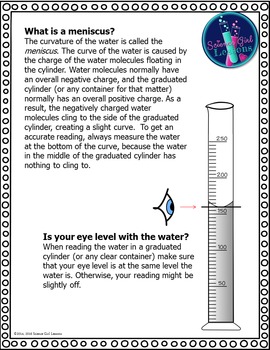 Reading Graduated Cylinders - Student Reference Pages FREEBIE