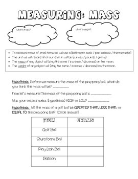 Measuring Mass By Becca Campbell Teachers Pay Teachers