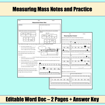 Preview of Measuring Mass Notes and Practice