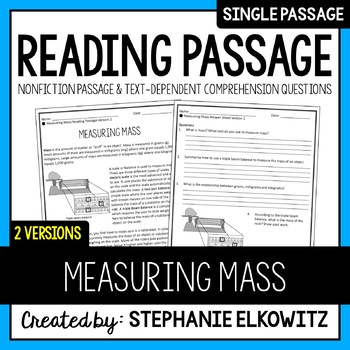 Preview of Measuring Mass Reading Passage | Printable & Digital