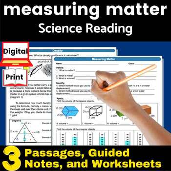 Preview of science reading comprehension passages & questions matter and density worksheet 