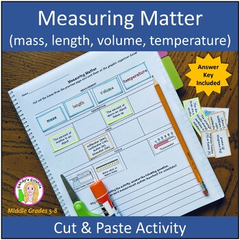 Preview of Measuring Matter (mass, length, volume, temperature) Cut & Paste Activity