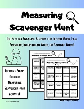 Preview of Measuring Scavenger Hunt | Elementary Math Activity | Centers | Fast Finishers