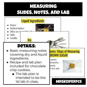 Preview of Measuring Slides, Notes, and Lab | Culinary and FCS