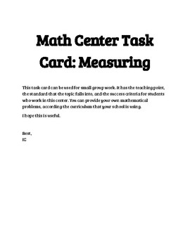 Preview of Measuring Task Card