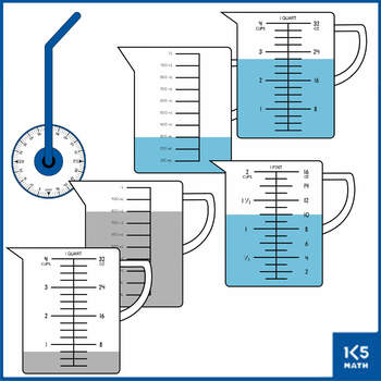 Measuring Cups Clip Art: 1/3 Increments • Math & Science Tools