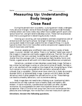 Preview of Measuring Up: Understanding Body Image Close Read