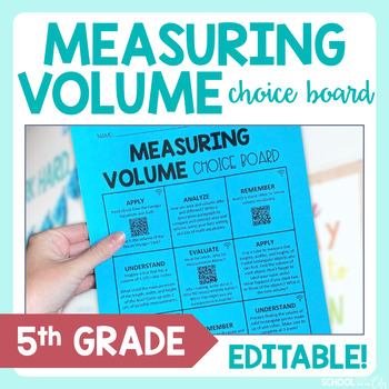 Preview of Measuring Volume 5th Grade Math Choice Board - Editable Extension Activities