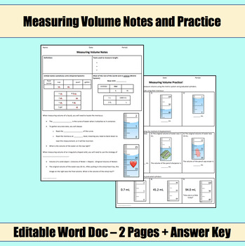 Preview of Measuring Volume Notes and Practice