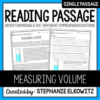 Preview of Measuring Volume Reading Passage | Printable & Digital