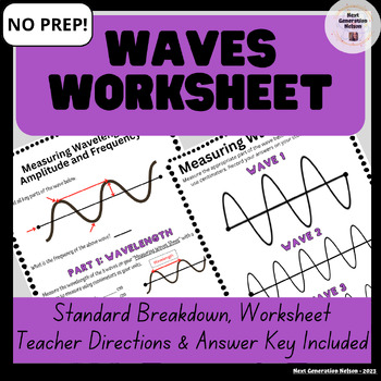 Preview of Measuring Wave Properties Worksheet - NO PREP (MS-PS4-1)
