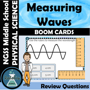 Preview of Measuring Waves Amplitude, Frequency, Wavelength NGSS Review Boom Cards