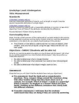 Preview of Measuring, Weighing, and More for Kindergartners!