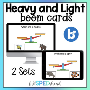 Preview of Measuring Weight Heavy or Light Boom™ Cards Activity