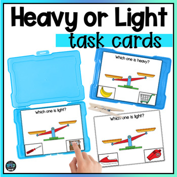 Preview of Measurement Weight Heavy or Light Task Cards Activities for Special Education