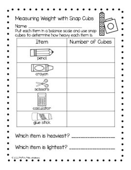 measuring weight in the classroom non standard