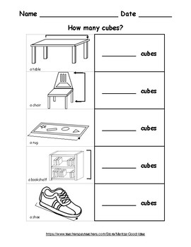 Cube Measuring Objects Worksheet by ATeachingBear